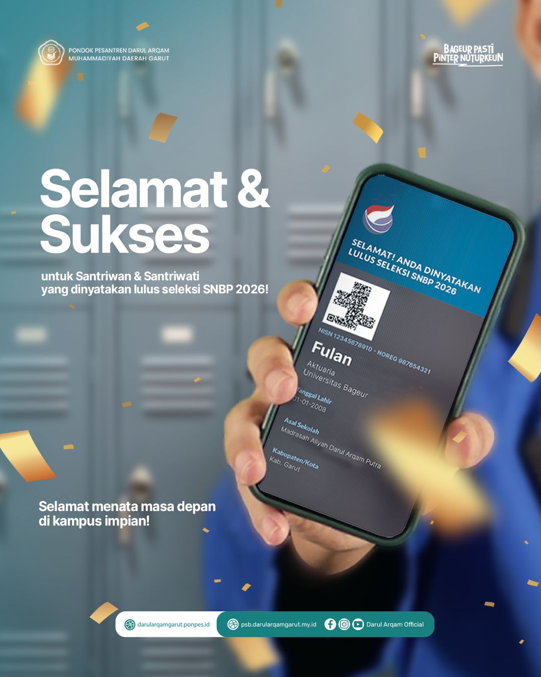 [KABAR GEMBIRA] SELAMAT & SUKSES SANTRI DARUL ARQAM TEMBUS PTN JALUR SNBP 2026!