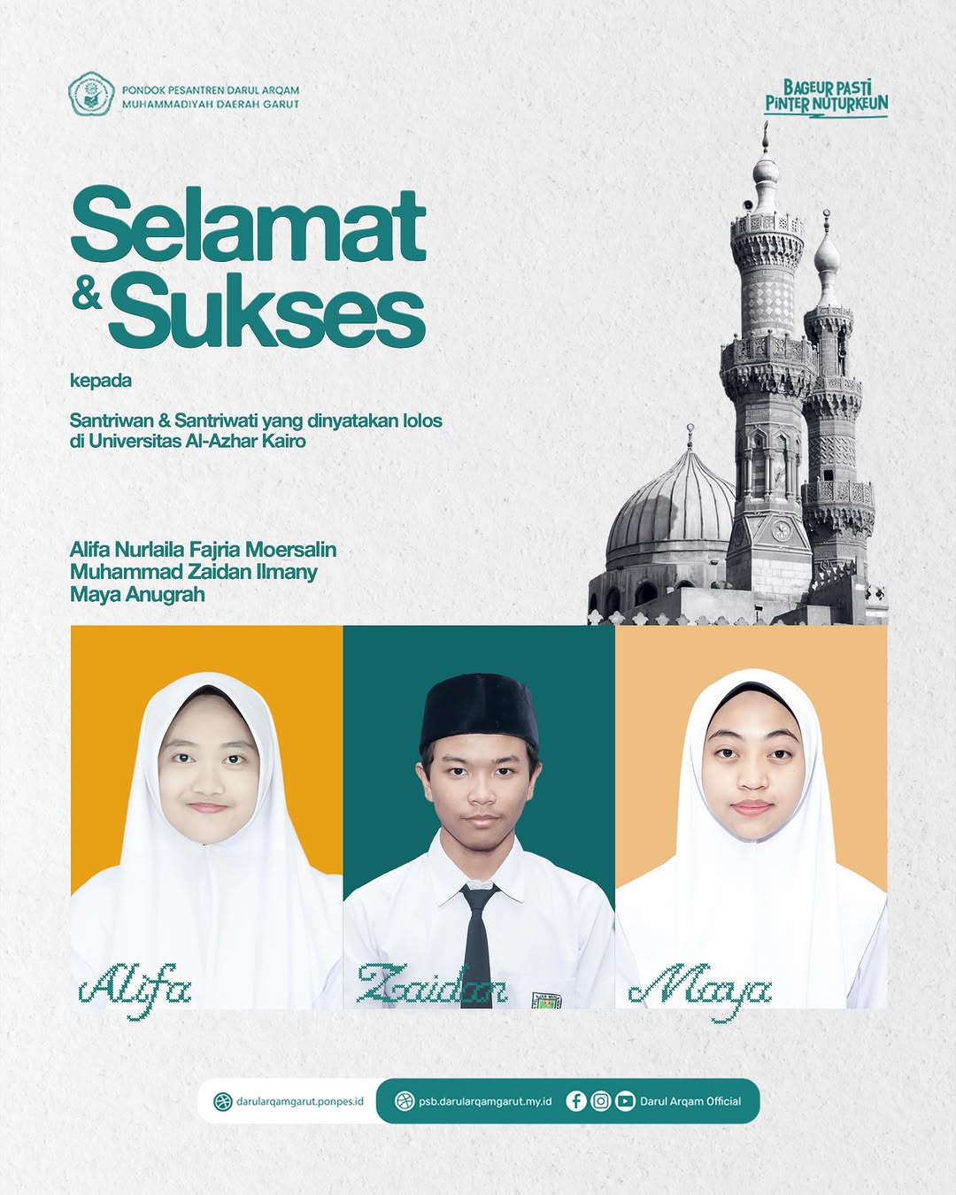 Santri Darul Arqam Kembali Menorehkan Prestasi, Diterima di Universitas Al-Azhar Kairo
